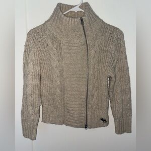 NWOT vintage Abercrombie & Fitch wool blend zip front cropped sweater sz S